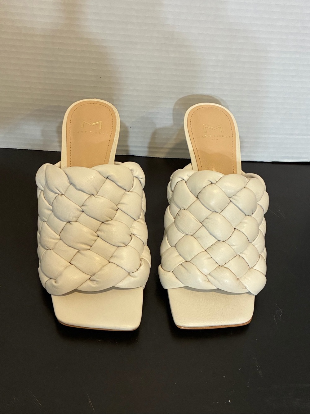 Marc Fisher Braided Slide Mules in Off-White